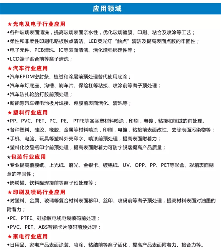 等離子清洗機應用領域